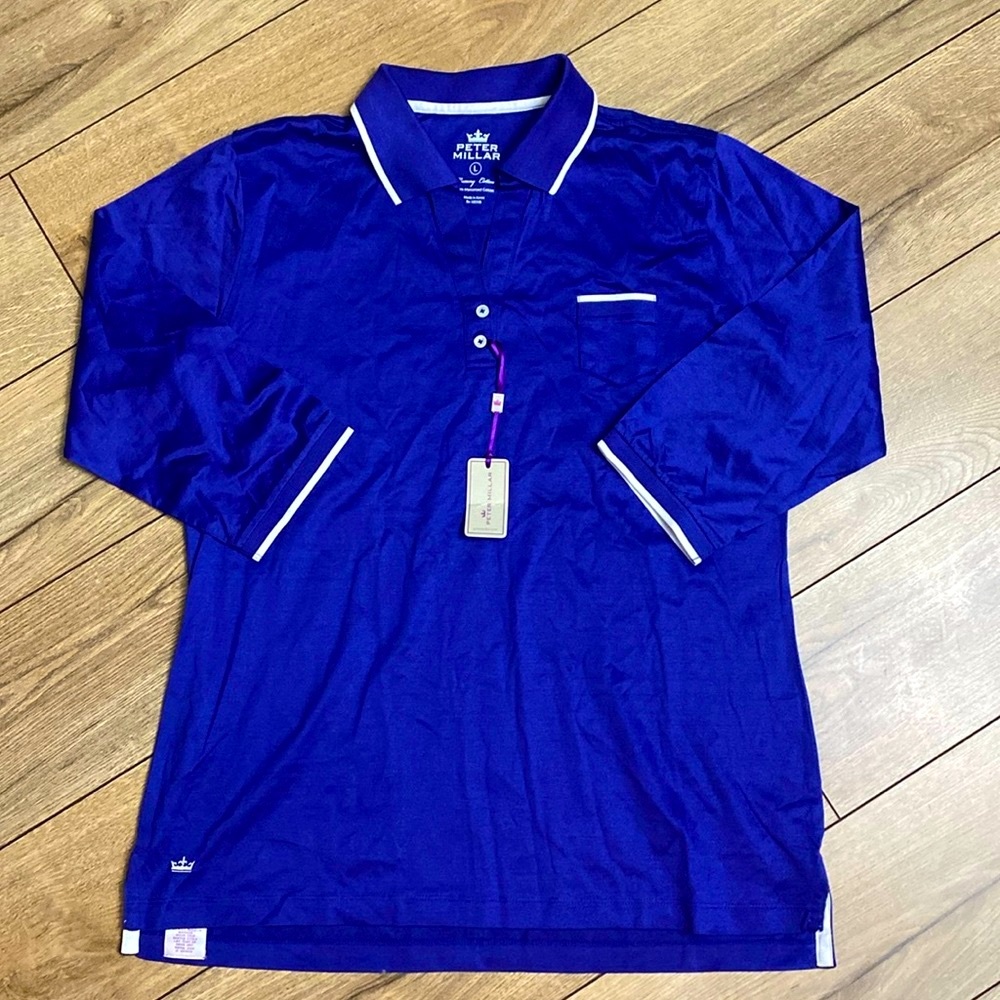 NWT Peter Millar Mariana Contrast Trim Mercerized Cotton Polo Shirt